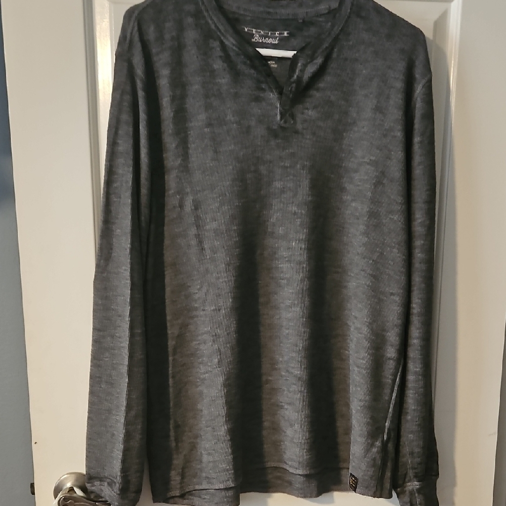 Lucky Brand Burnout Charcoal Long Sleeve Henley
